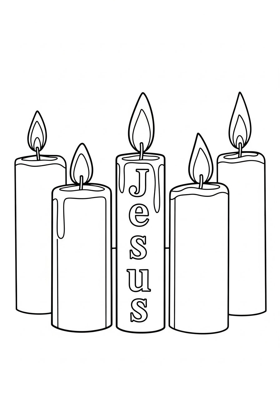 Advent candles celebrating Jesus birth coloring page