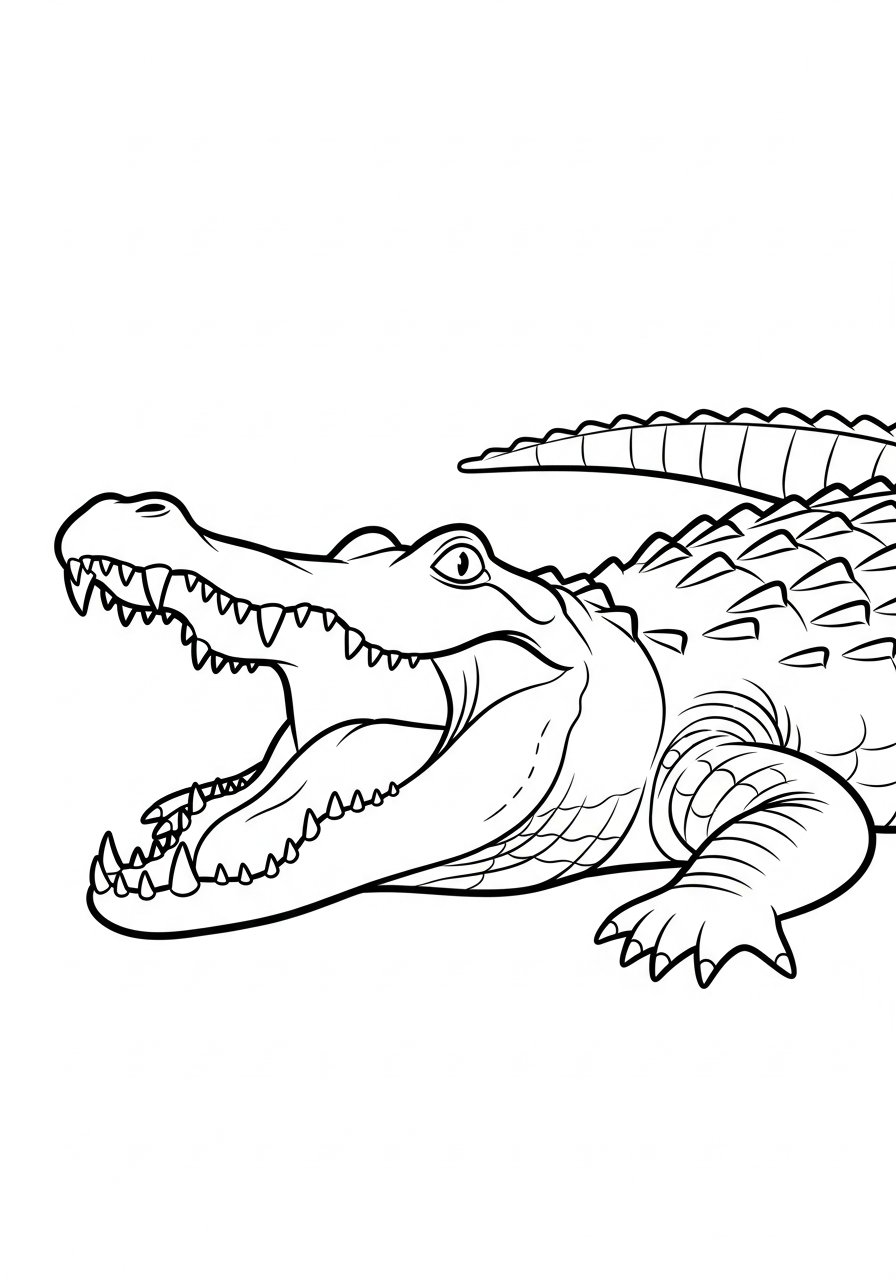Alligator Coloring Pages 9 Alligator with open mouth teeth coloring page