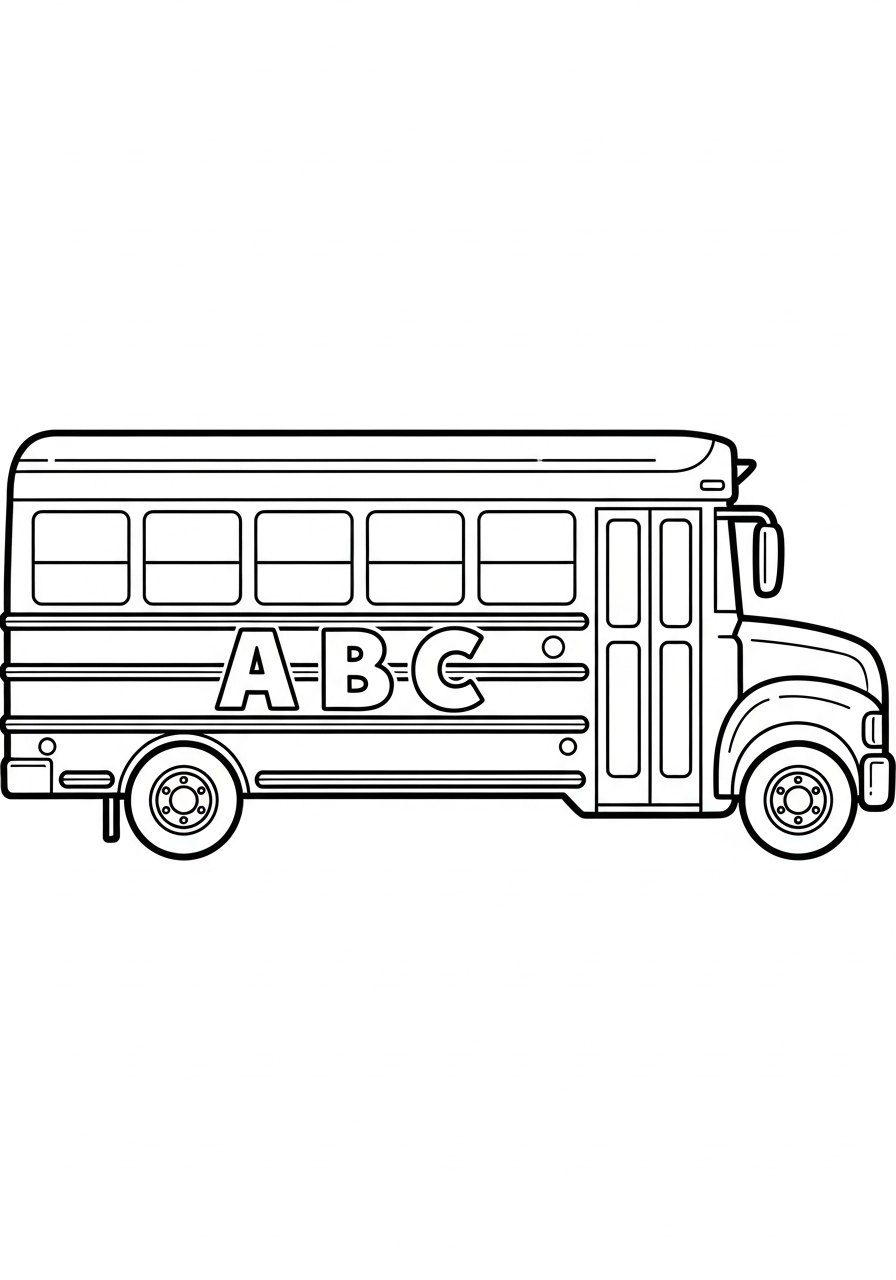 School Bus Coloring Pages 2 Alphabet letters on School Bus coloring page