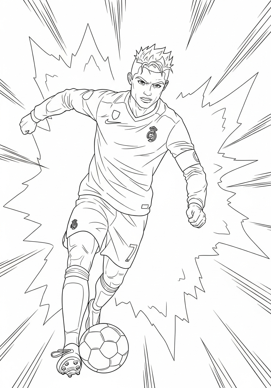 Anime style Cristiano Ronaldo coloring page