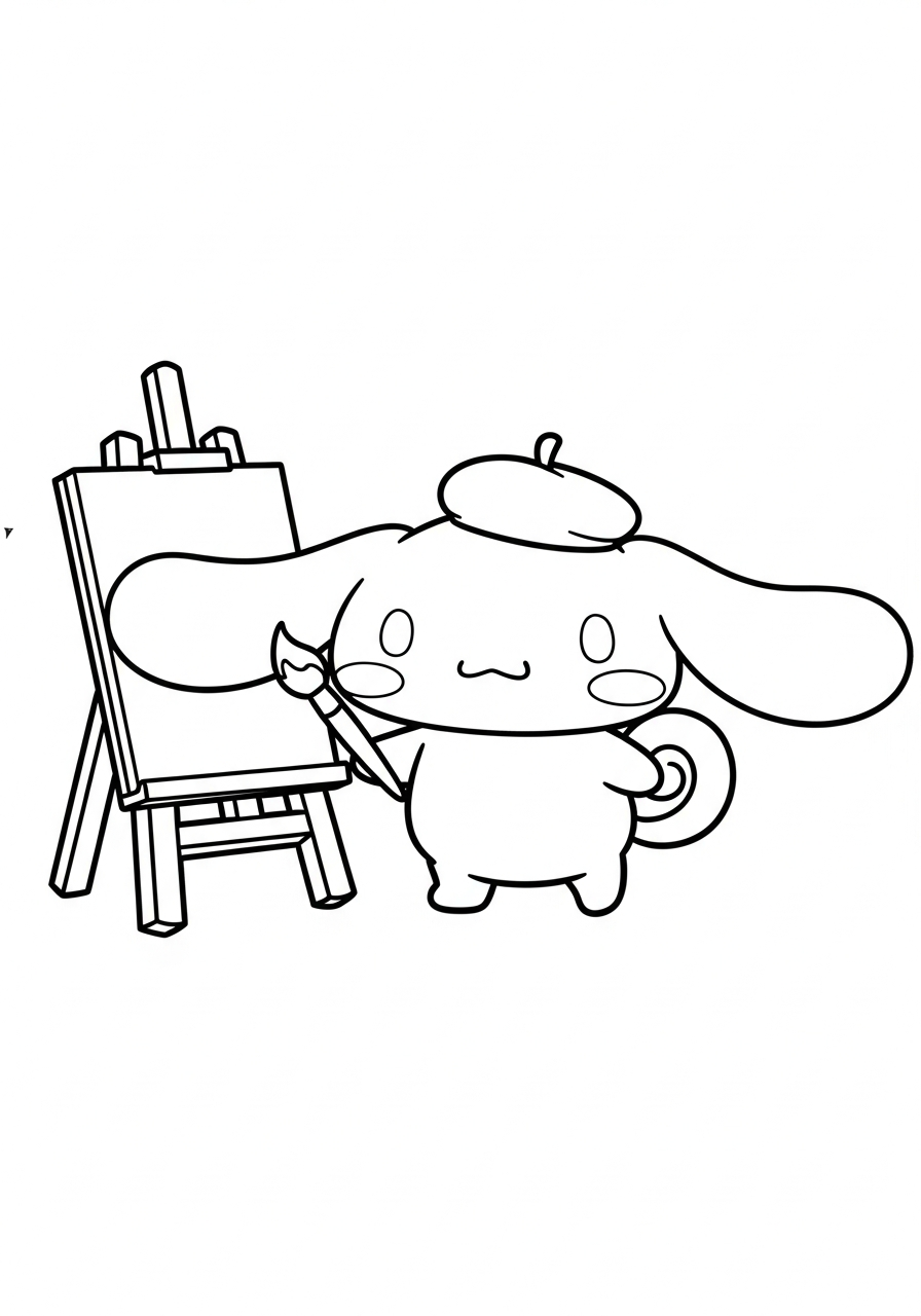 Cinnamoroll Coloring Pages 2 Artist Cinnamoroll painting canvas coloring page