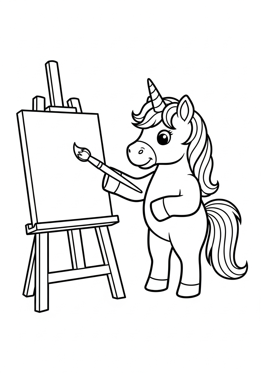 Unicorn Coloring Pages 2 Artist unicorn painting on canvas coloring page