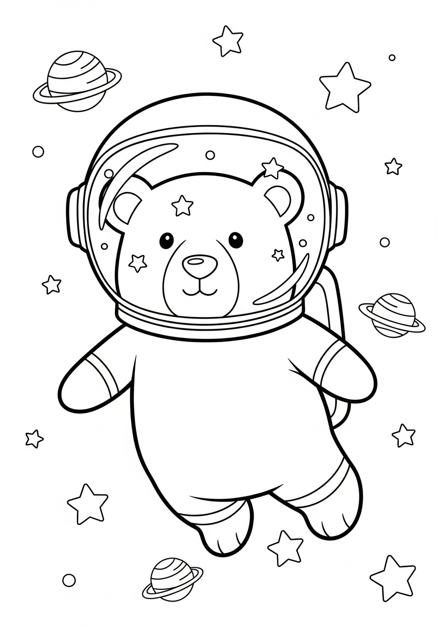 Polar Bear Coloring Pages 3 Astronaut polar bear in space coloring page