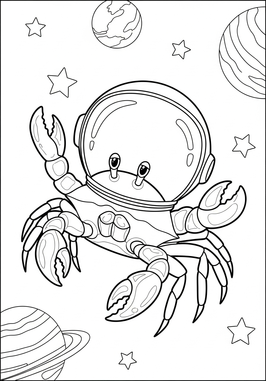 Crab Coloring Pages 3 Astronaut space crab stars coloring page