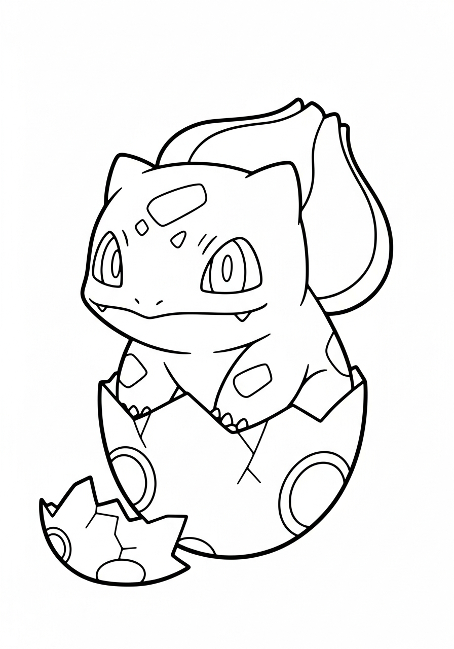Bulbasaur Coloring Pages 2 Baby Bulbasaur hatching egg coloring page