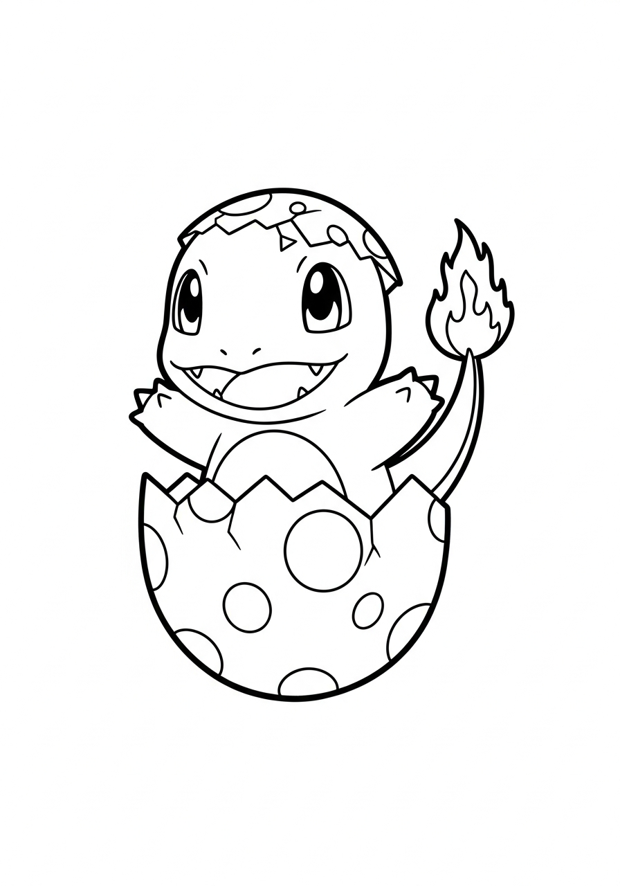 Charmander Coloring Pages 3 Baby Charmander hatching from egg coloring page