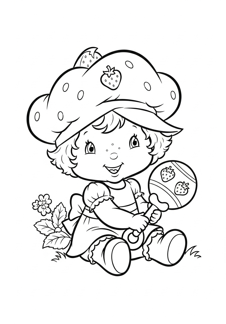 Baby Strawberry Shortcake rattle coloring page