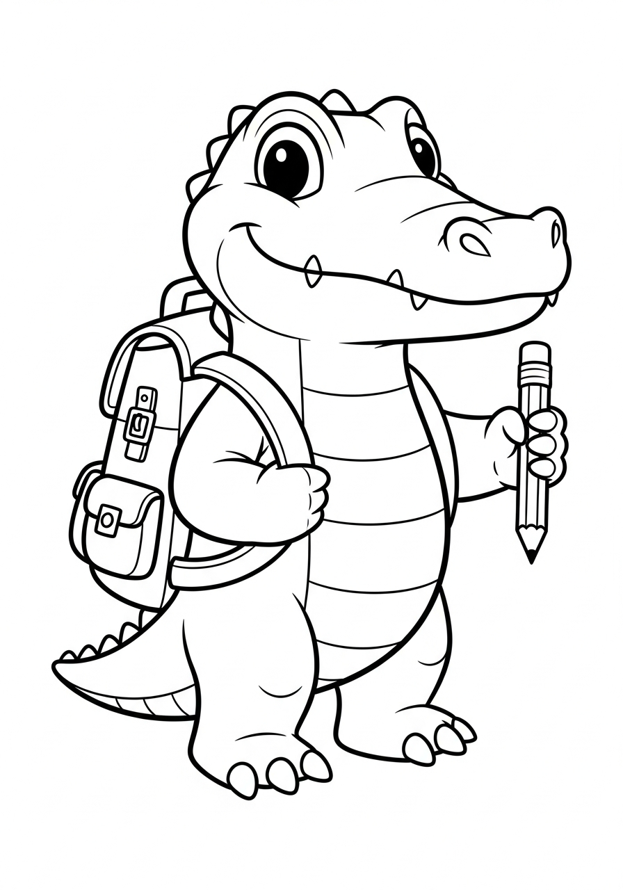 Alligator Coloring Pages 12 Back to school alligator student coloring page