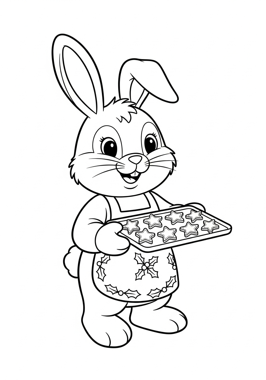 Christmas Bunny Coloring Pages 2 Baking cookies Christmas Bunny coloring page