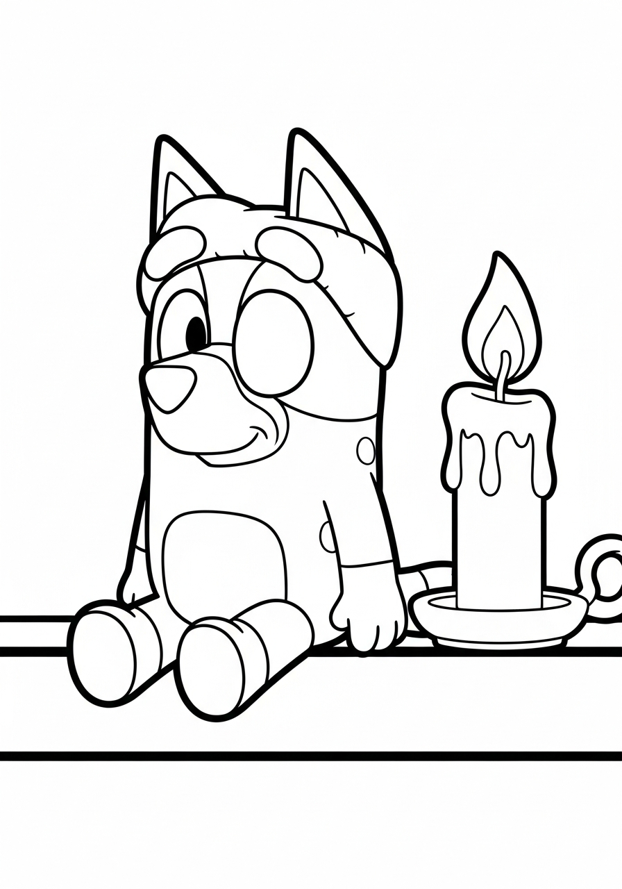 Bluey Christmas Coloring Pages 4 Bartleby toy sitting on shelf coloring page