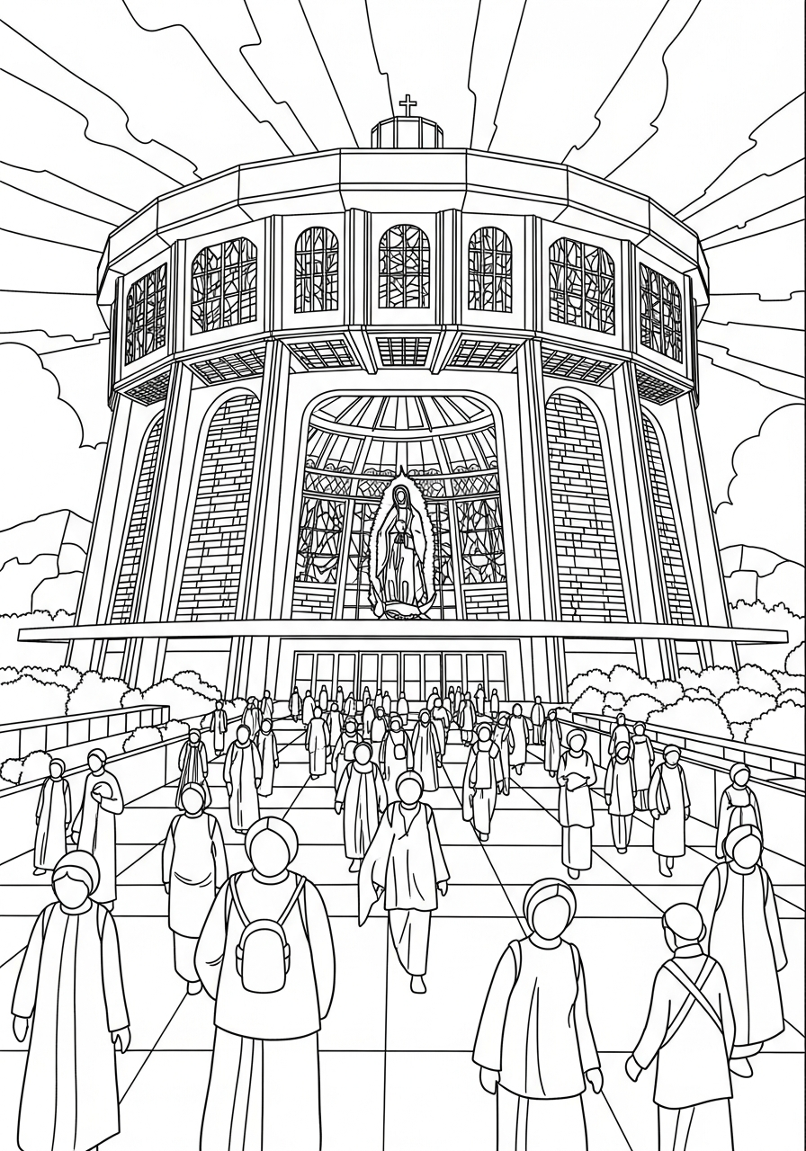 Our Lady of Guadalupe Coloring Pages 8 Basilica of Our Lady of Guadalupe coloring page
