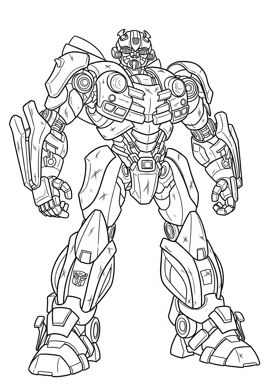 Bumblebee Coloring Pages 2 Battle damaged Bumblebee standing tall coloring page