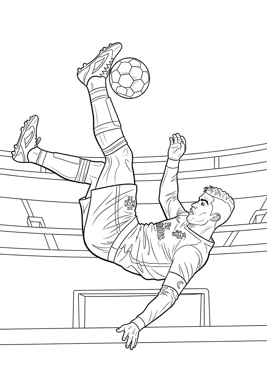 Bicycle kick Cristiano Ronaldo coloring page