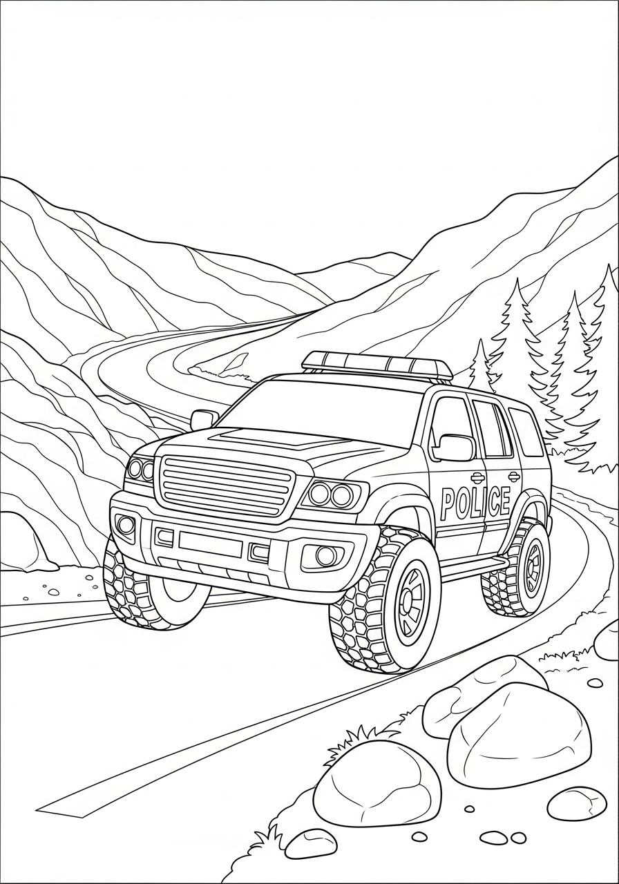 Police Car Coloring Pages 4 Big rugged suv police car coloring page