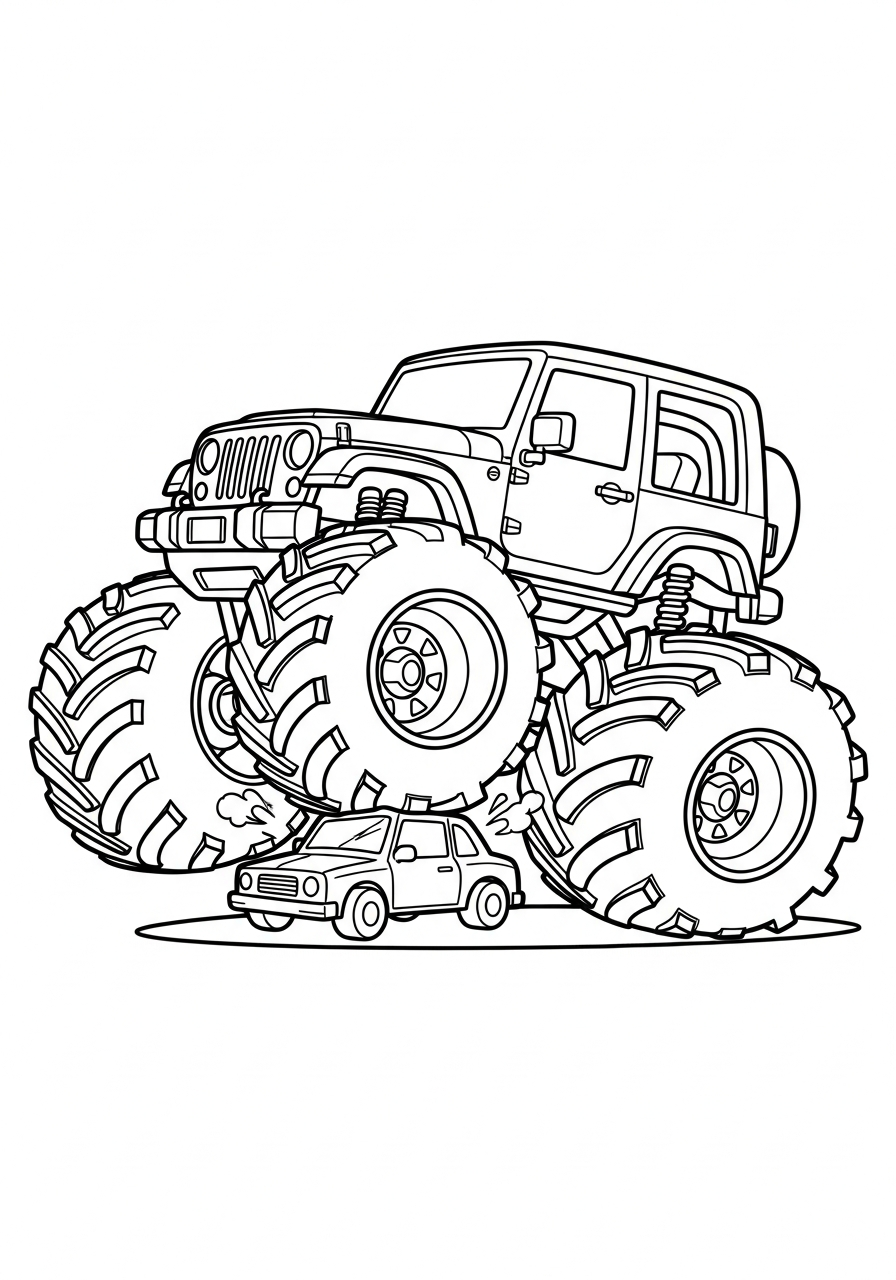 Jeep Coloring Pages 2 Big wheel monster Jeep coloring page