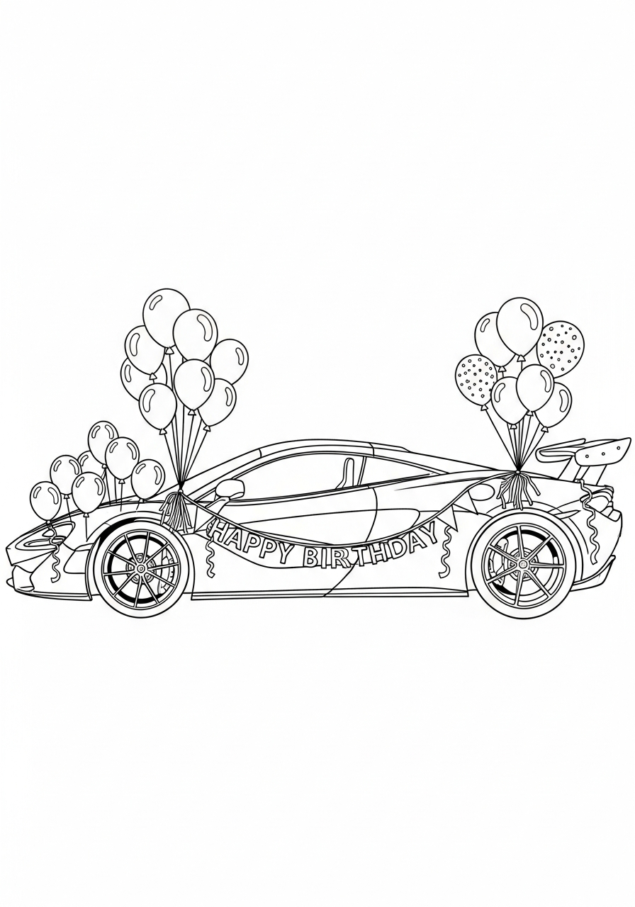 McLaren Coloring Pages 2 Birthday McLaren with balloons coloring page