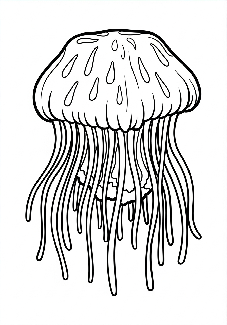 Jellyfish Coloring Pages 2 Box jellyfish long tentacles coloring page