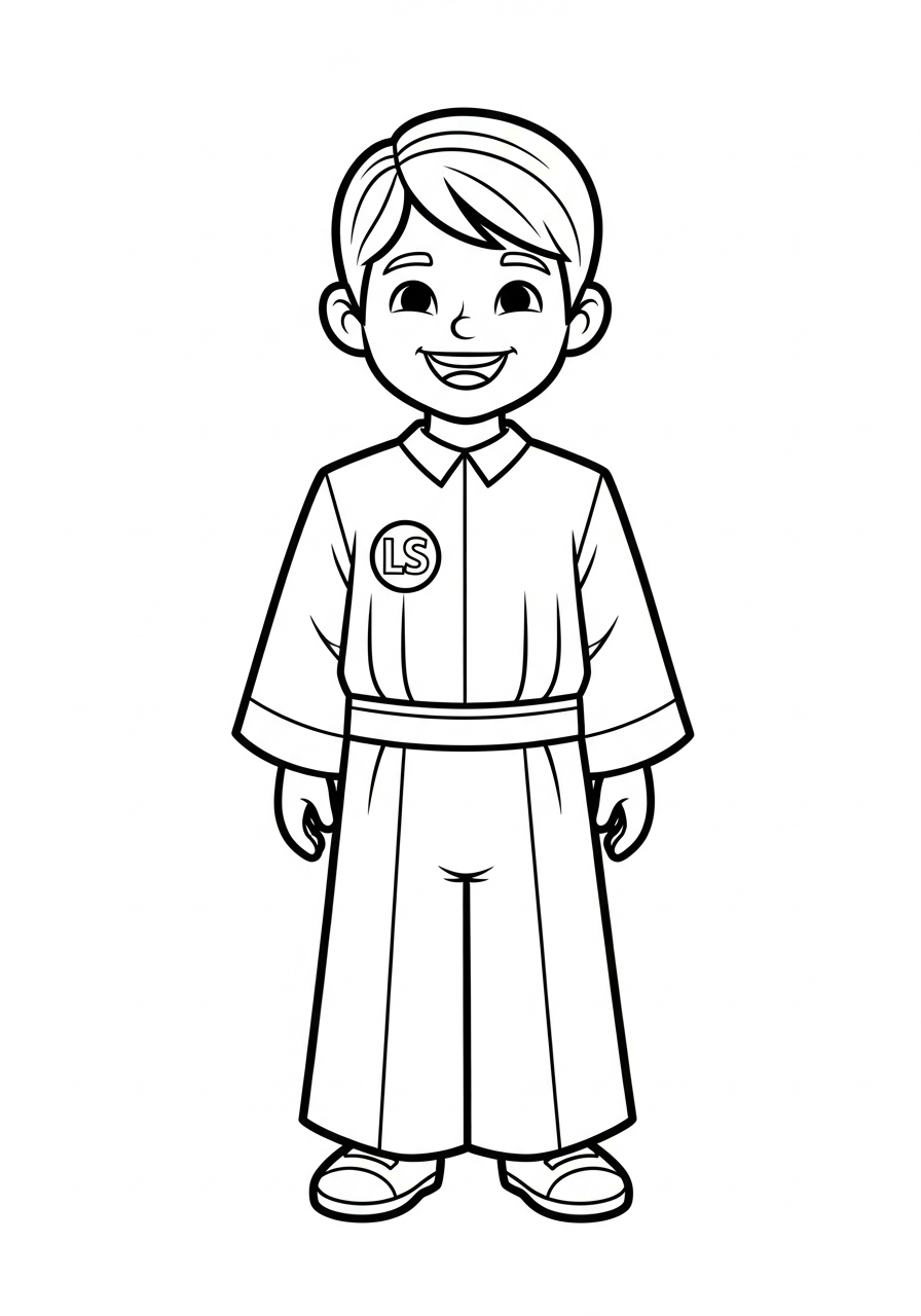 LDS Baptism Coloring Pages 3 Boy in white LDS jumpsuit coloring page