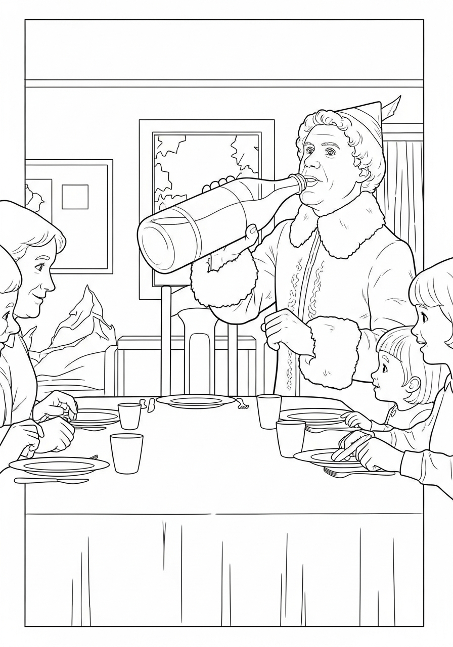 Buddy The Elf Coloring Pages 6 Buddy The Elf drinking soda coloring page