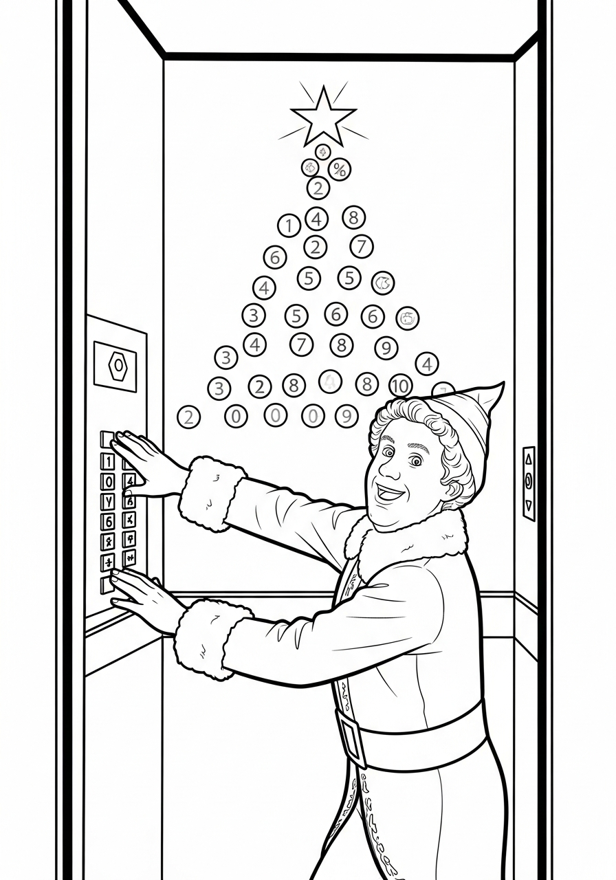 Buddy The Elf Coloring Pages 8 Buddy The Elf elevator buttons coloring page