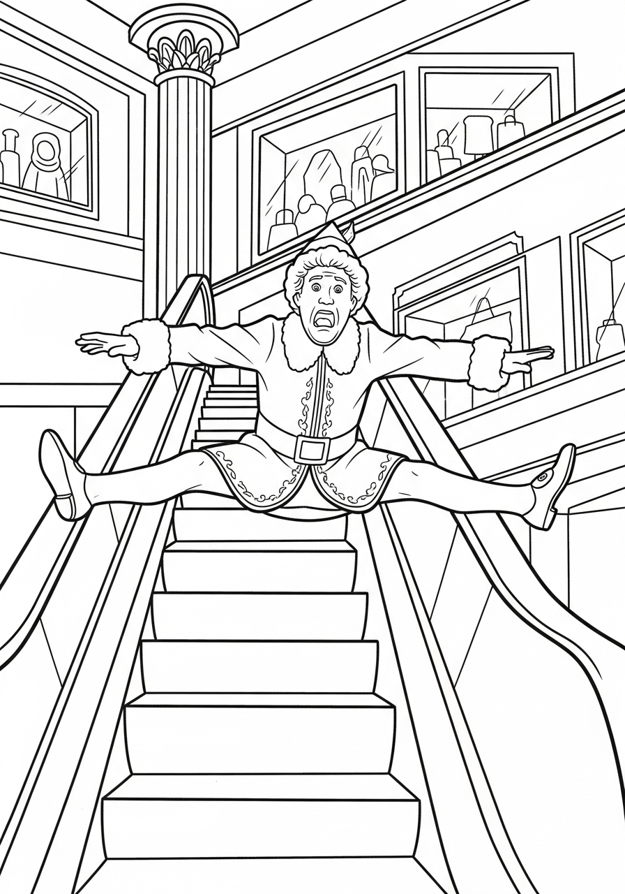 Buddy The Elf Coloring Pages 9 Buddy The Elf escalator splits coloring page