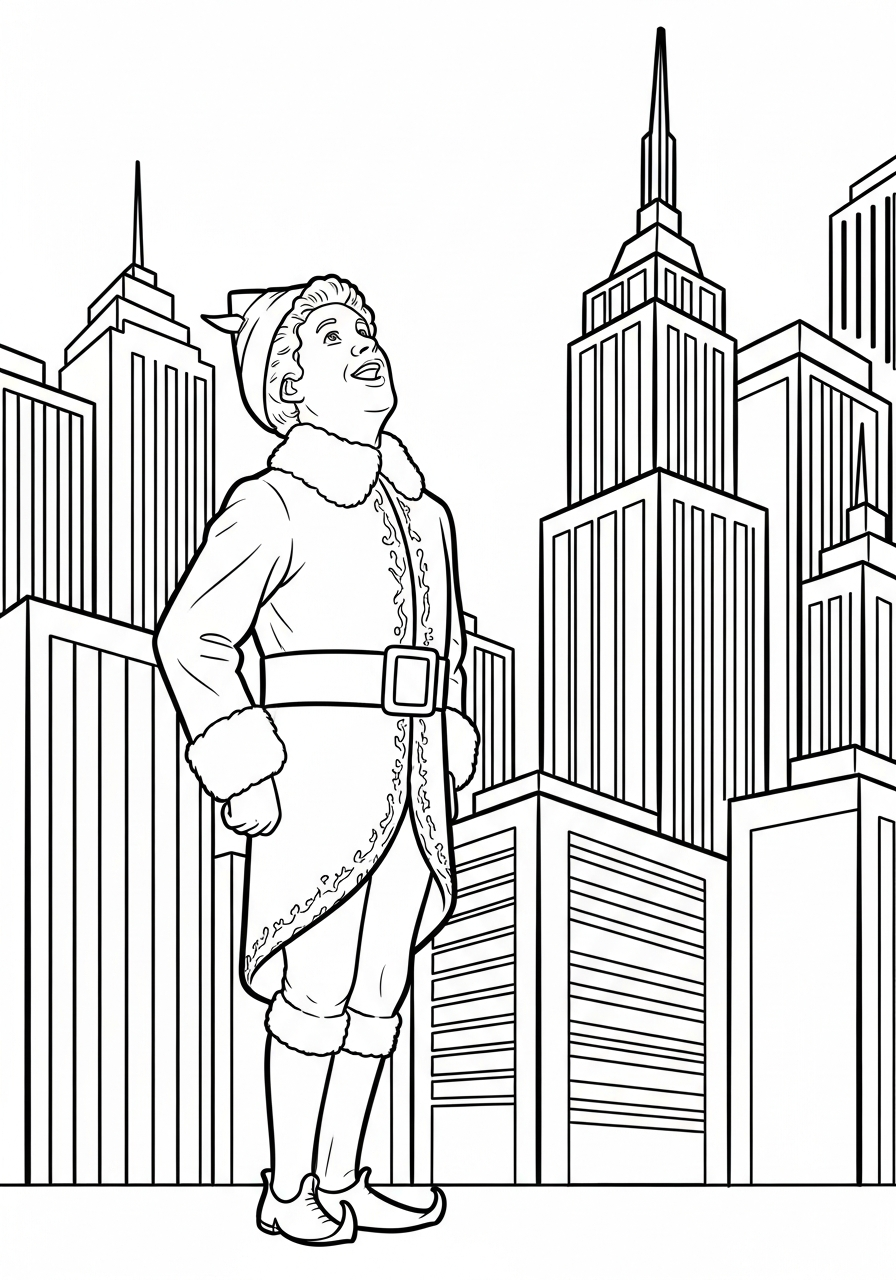 Buddy The Elf Coloring Pages 13 Buddy The Elf in NYC coloring page
