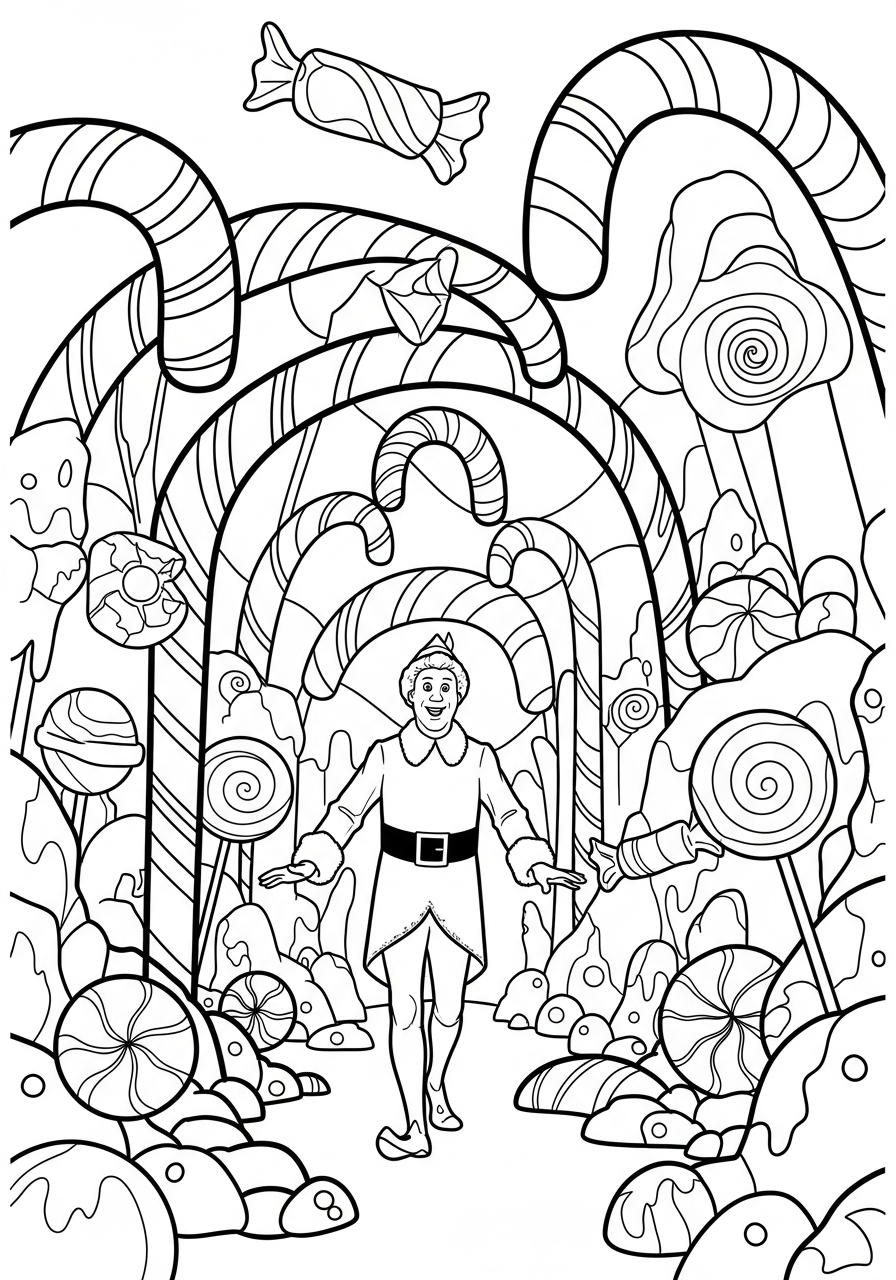 Buddy The Elf Coloring Pages 12 Buddy The Elf in forest coloring page