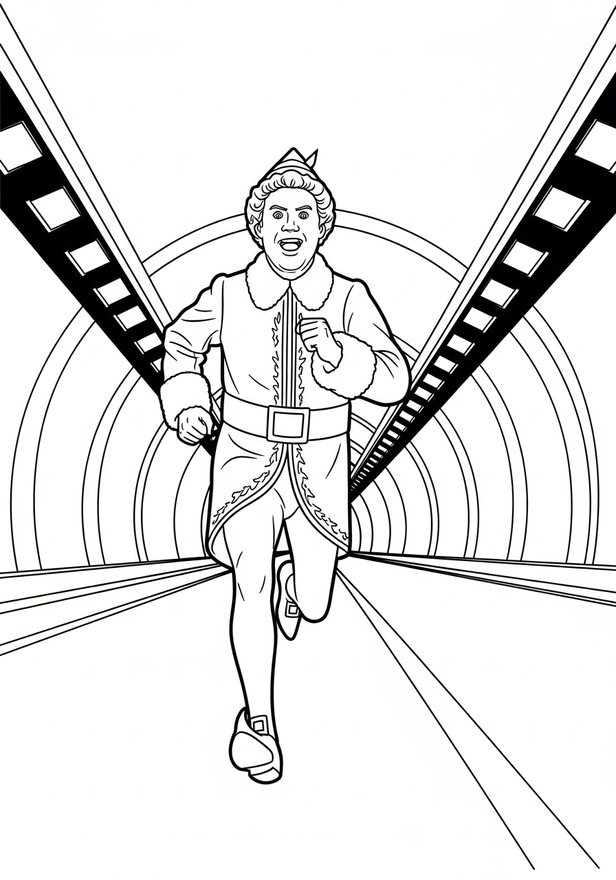 Buddy The Elf Coloring Pages 14 Buddy The Elf in tunnel coloring page