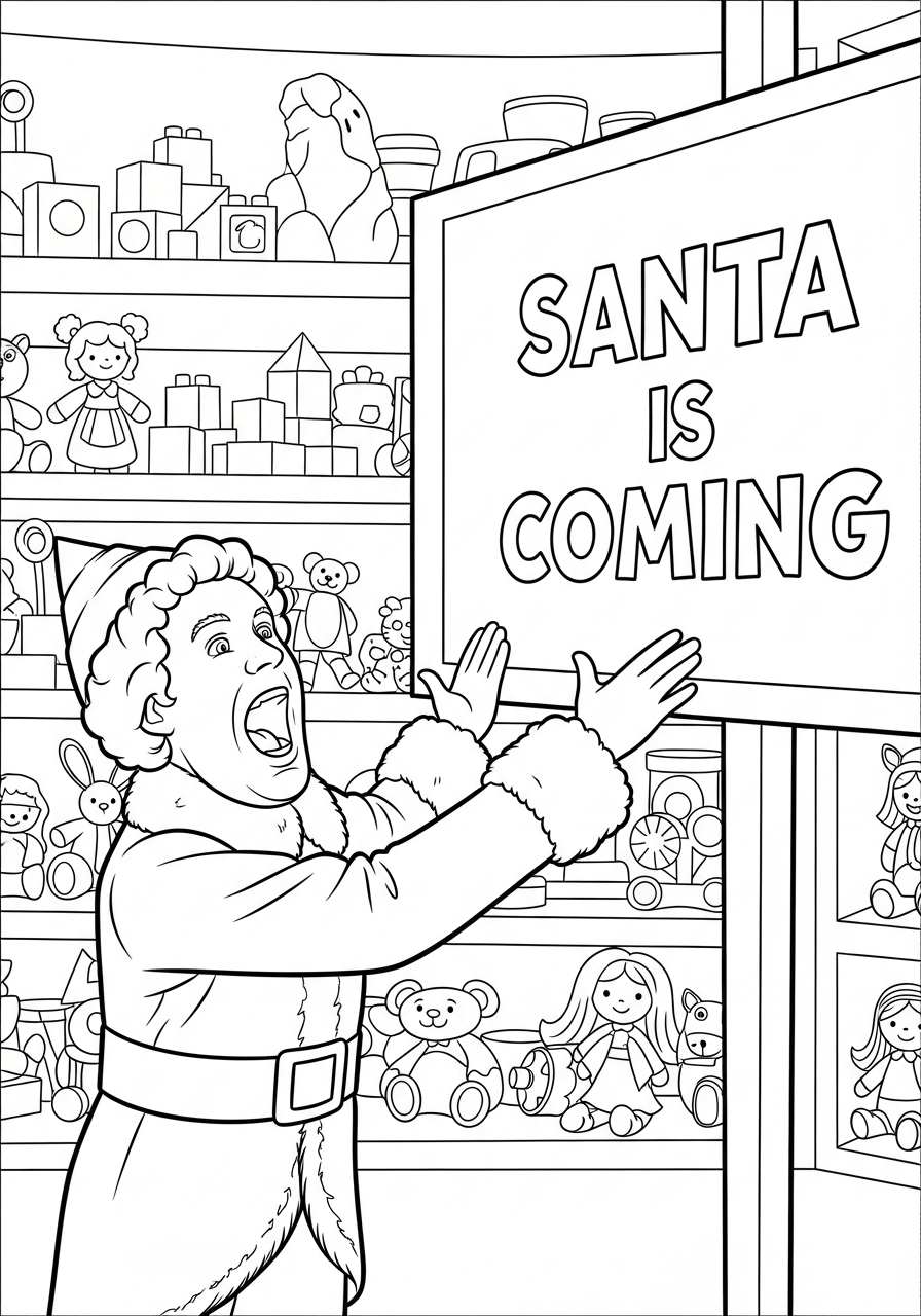 Buddy The Elf Coloring Pages 21 Buddy The Elf screaming Santa coloring page