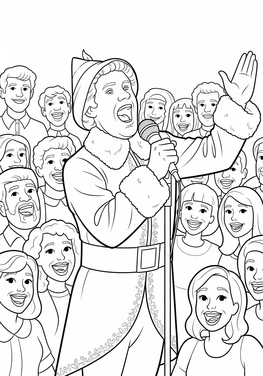 Buddy The Elf Coloring Pages 22 Buddy The Elf singing loud coloring page