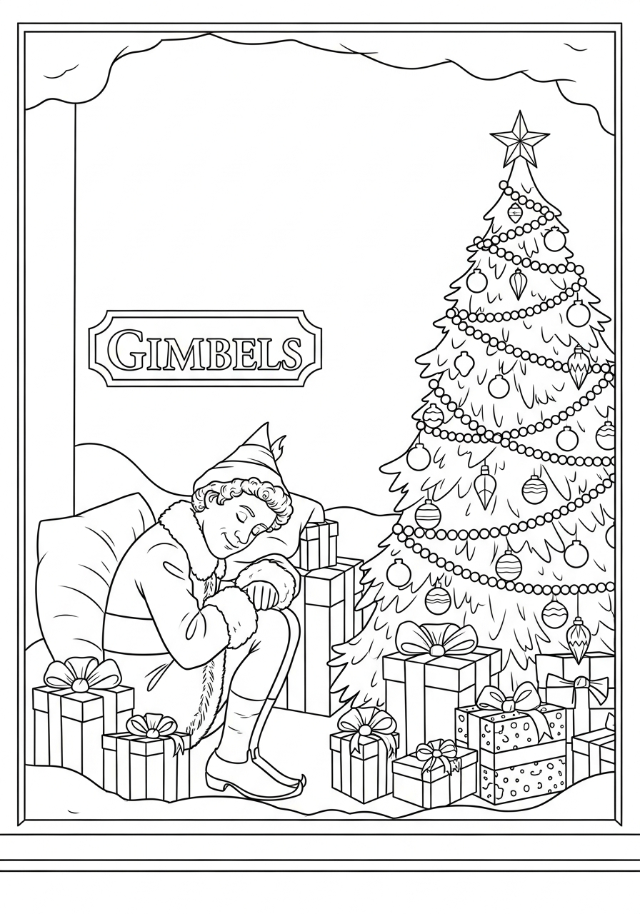 Buddy The Elf Coloring Pages 23 Buddy The Elf sleeping display coloring page