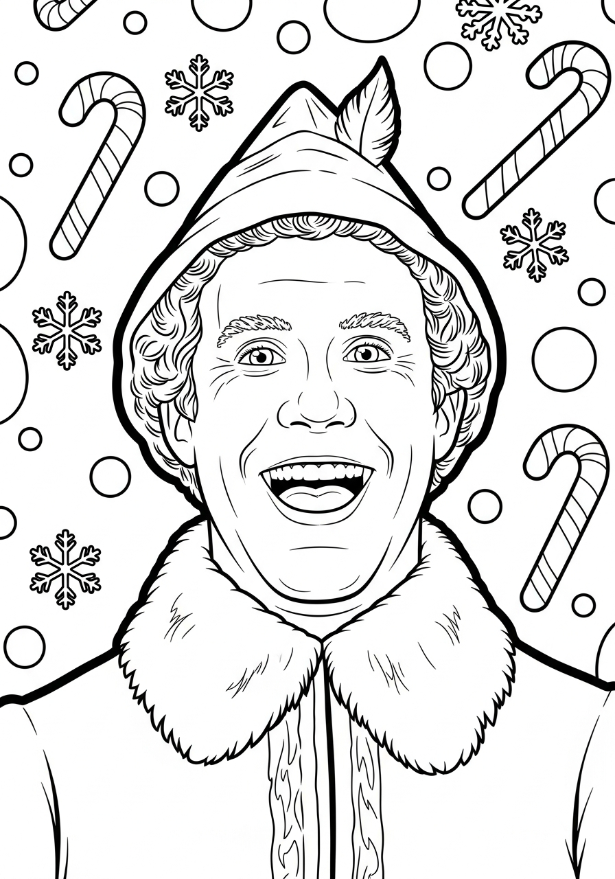 Buddy The Elf Coloring Pages 24 Buddy The Elf smiling portrait coloring page