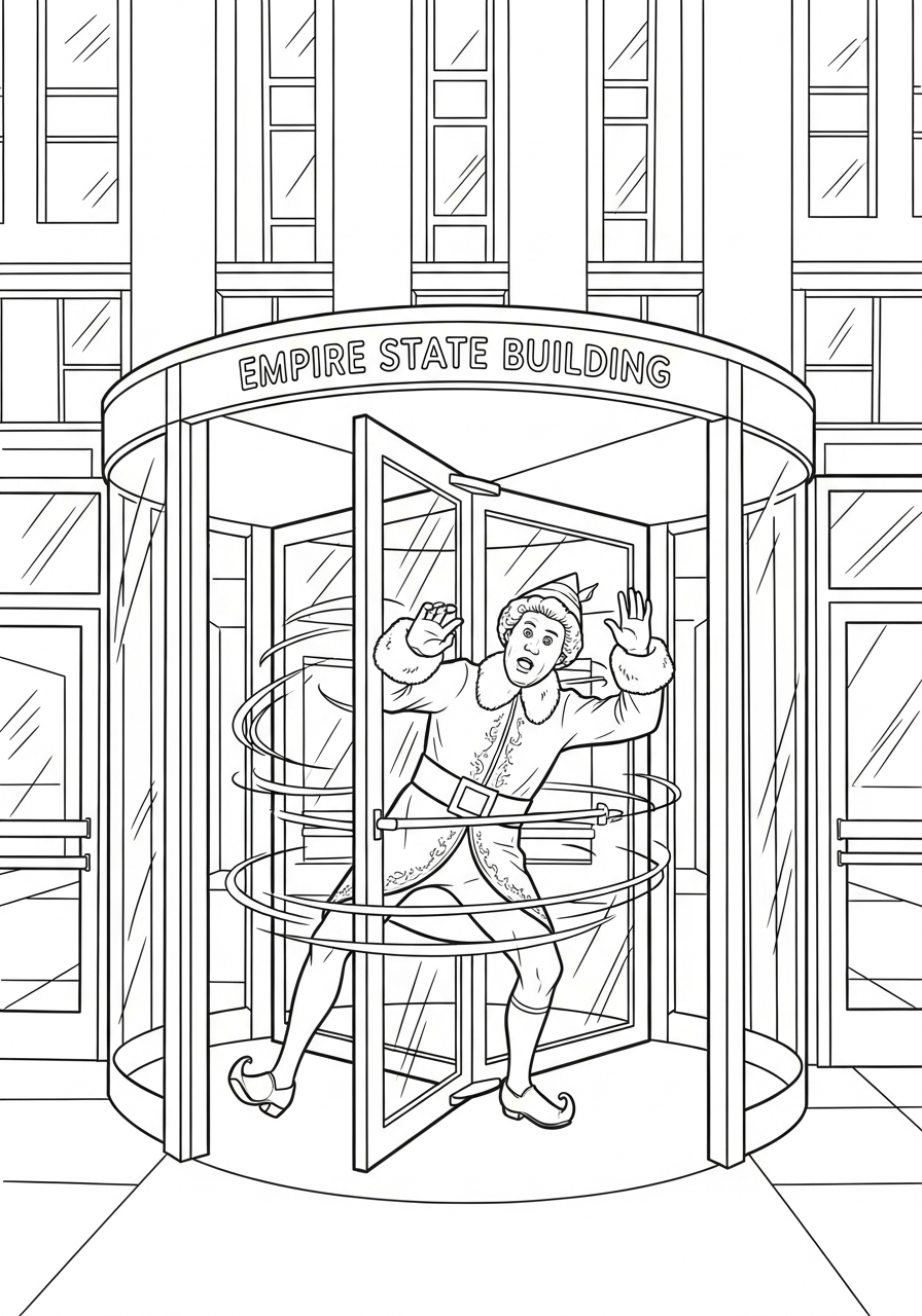 Buddy The Elf Coloring Pages 27 Buddy The Elf spinning door coloring page