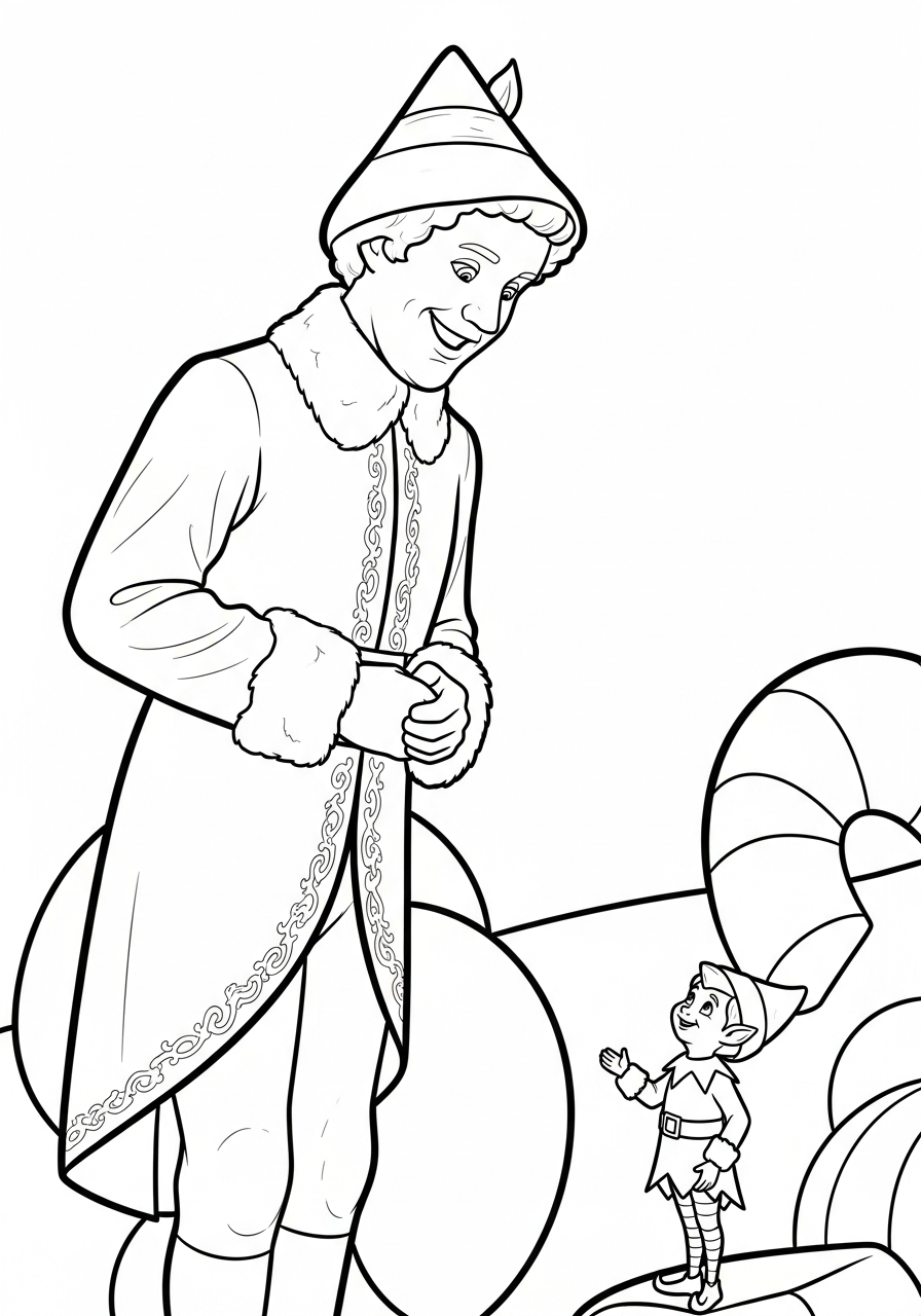 Buddy The Elf Coloring Pages 29 Buddy The Elf with elves coloring page
