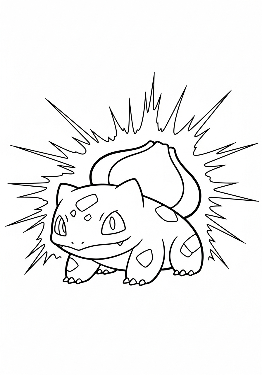 Bulbasaur Coloring Pages 7 Bulbasaur charging solar beam coloring page