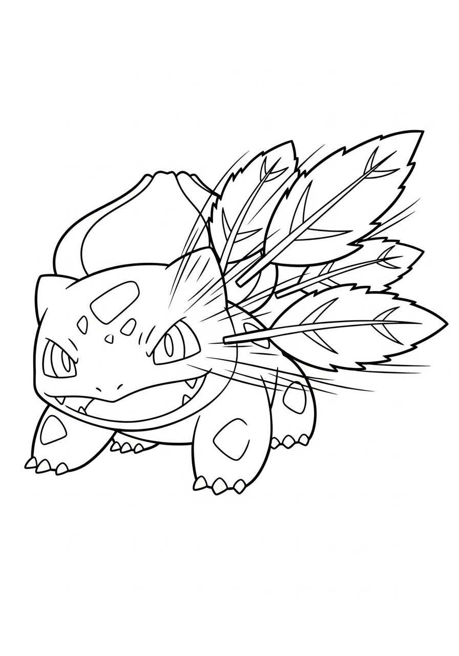 Bulbasaur Coloring Pages 12 Bulbasaur razor leaf move coloring page