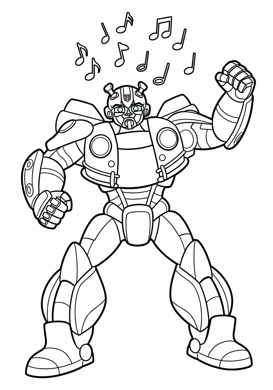 Bumblebee Coloring Pages 6 Bumblebee dancing to radio music coloring page
