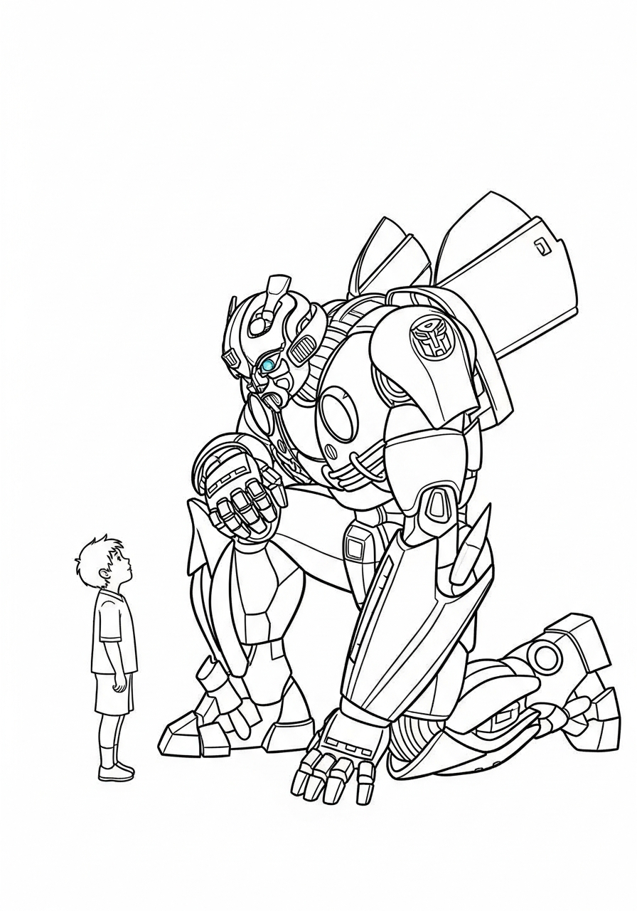 Bumblebee Coloring Pages 10 Bumblebee kneeling down protecting humans coloring page
