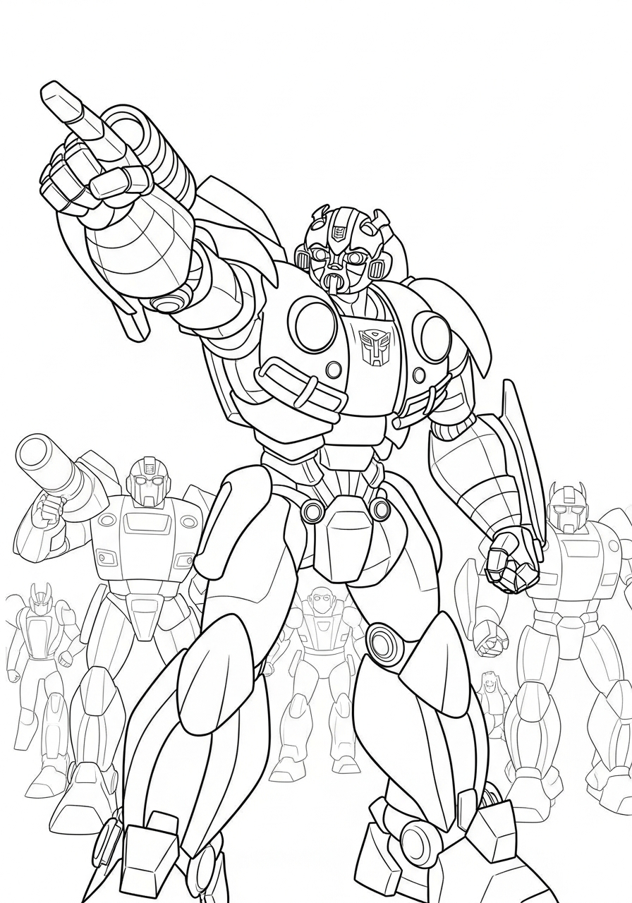 Bumblebee Coloring Pages 13 Bumblebee pointing forward as leader coloring page