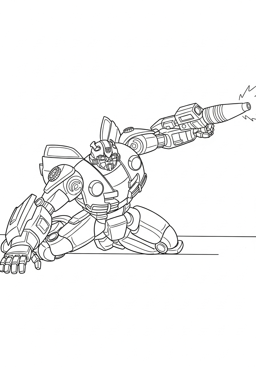 Bumblebee Coloring Pages 14 Bumblebee sliding and shooting blaster coloring page