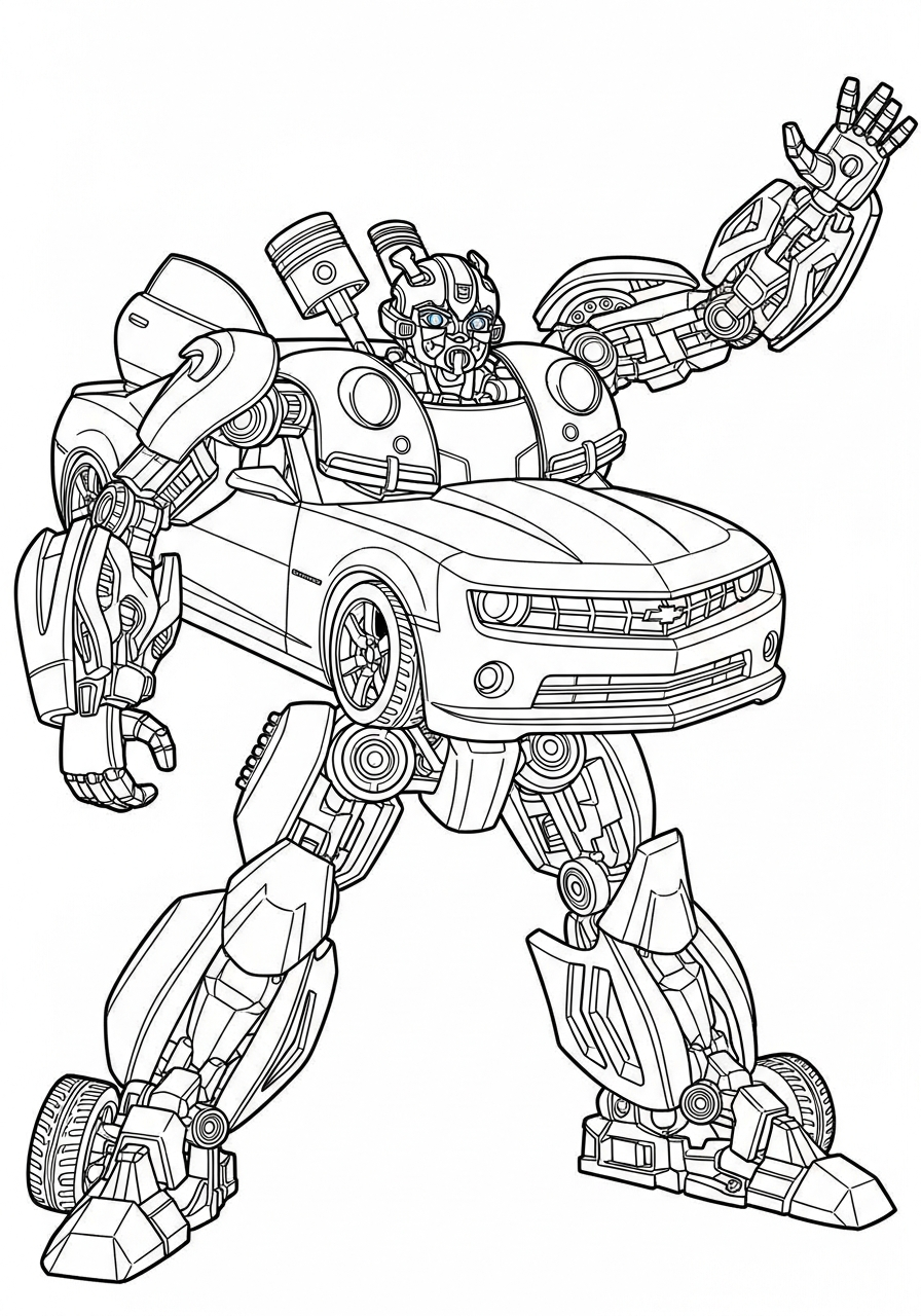 Bumblebee Coloring Pages 15 Bumblebee transforming from car mode coloring page