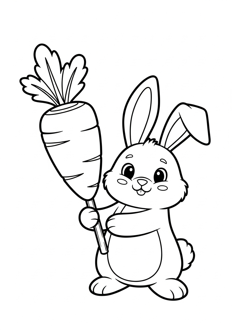 Lollipop Coloring Pages 3 Bunny holding carrot shaped lollipop coloring page