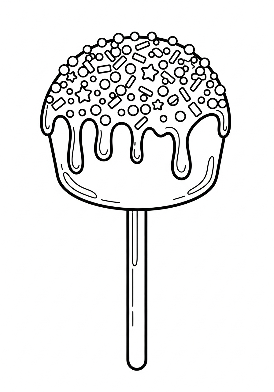 Lollipop Coloring Pages 4 Cake pop with sprinkles lollipop coloring page