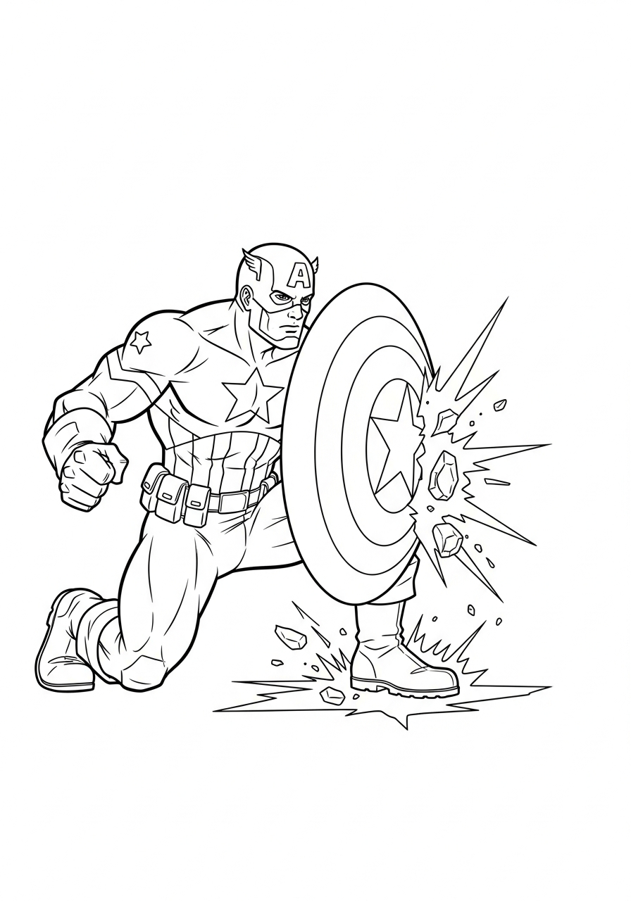 Captain America Coloring Pages 3 Captain America blocking blast shield coloring page