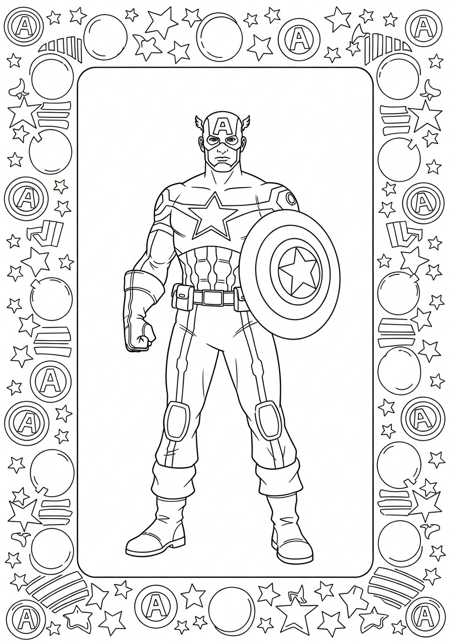 Captain America Coloring Pages 5 Captain America doodle art background coloring page