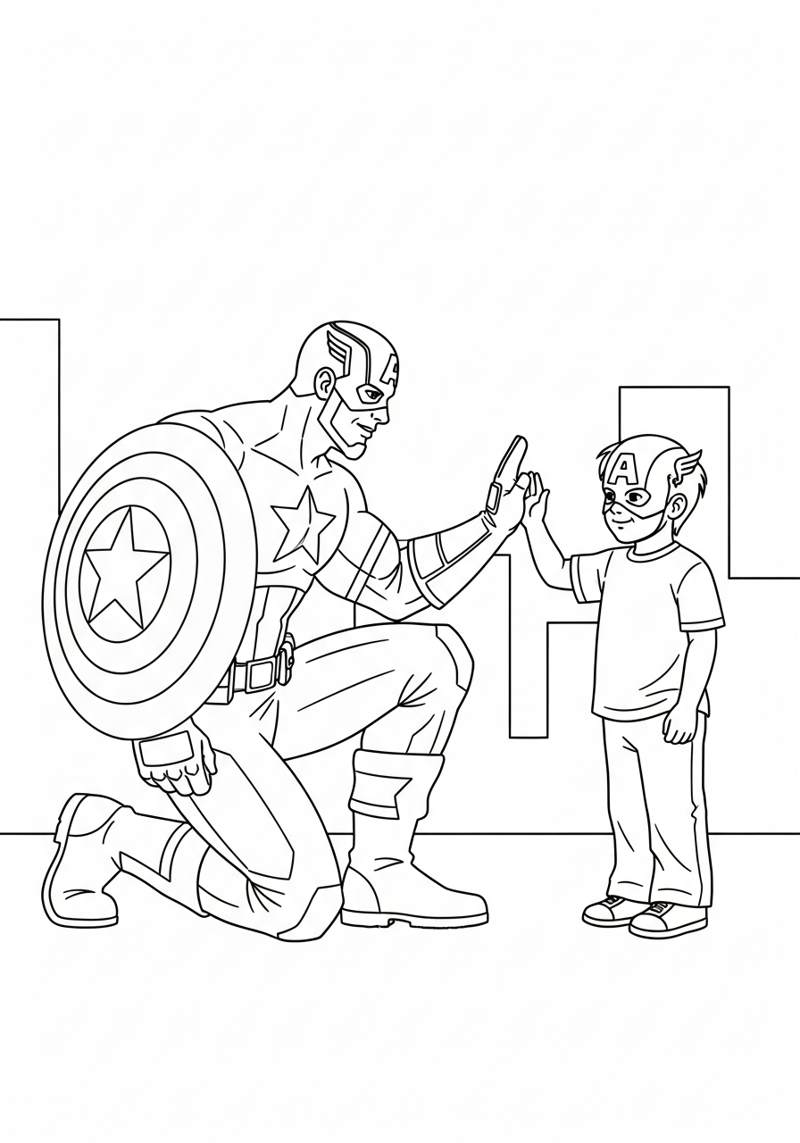 Captain America Coloring Pages 6 Captain America high five kid coloring page