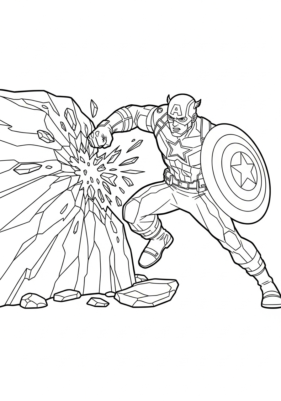 Captain America Coloring Pages 11 Captain America punching ice block coloring page