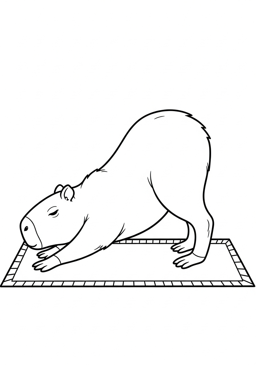 Capybara Coloring Pages 3 Capybara doing yoga pose coloring page
