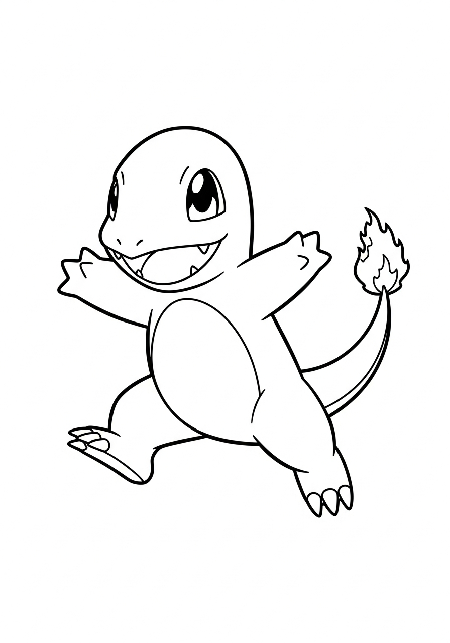 Charmander Coloring Pages 18 Charmander using scratch attack battle coloring page