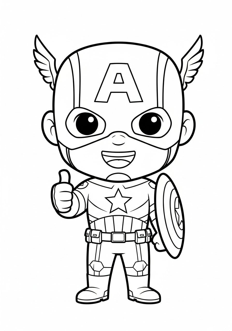 Chibi Captain America thumbs up coloring page